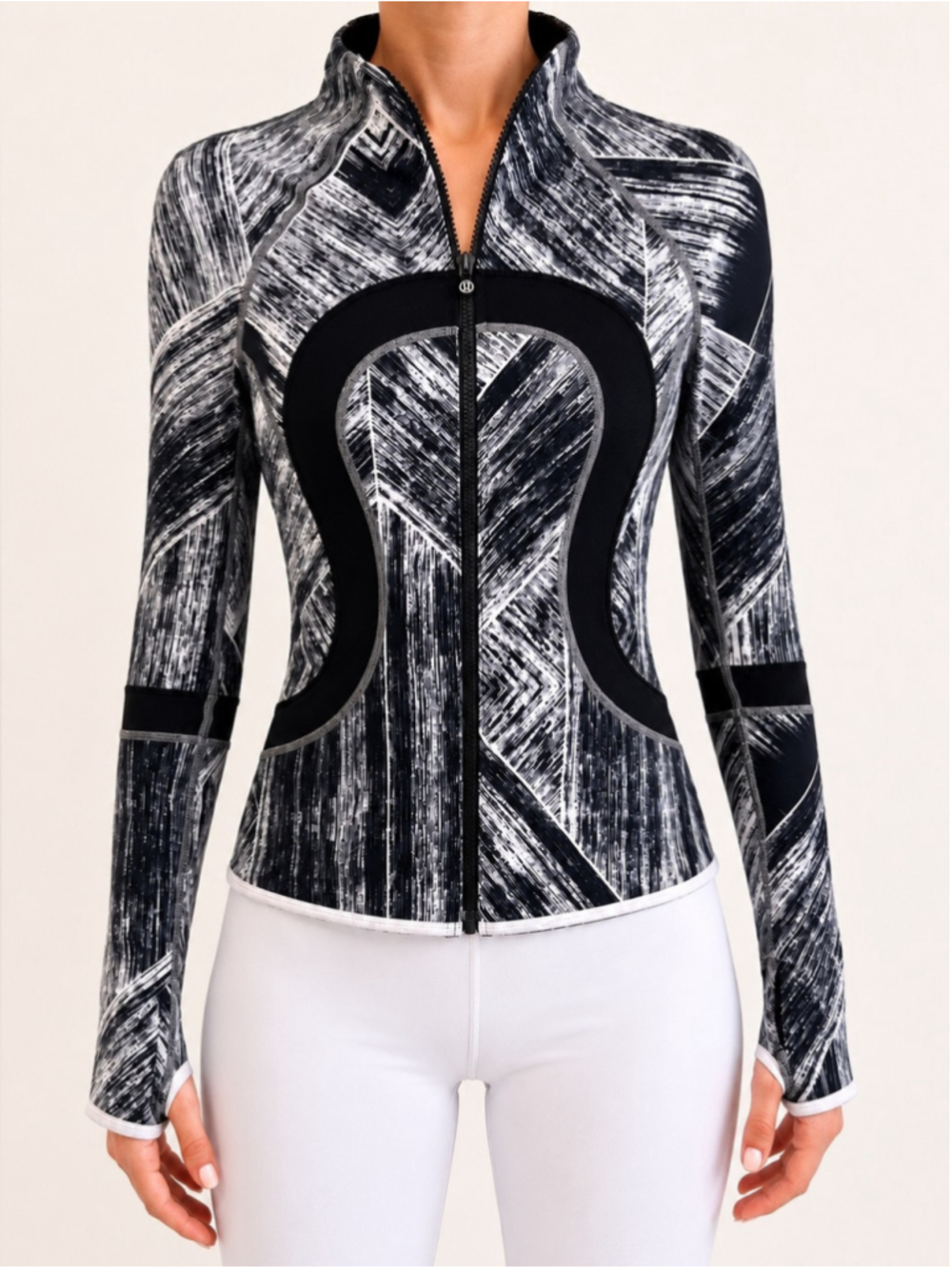 Lululemon Find Your Bliss Jacket *Reversible Sz 4 Heat Wave White Black EUC